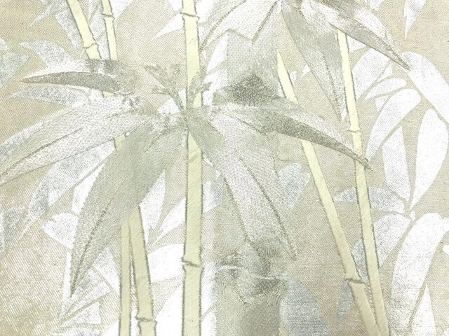 6475631: Japanese Kimono / Antique Nagoya Obi / Embroidery / Bamboo Grass