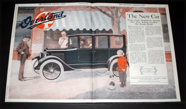 1919 Old Magazine Print Ad, Willys-Overland Automobile, New Riding Comfort, Art!
