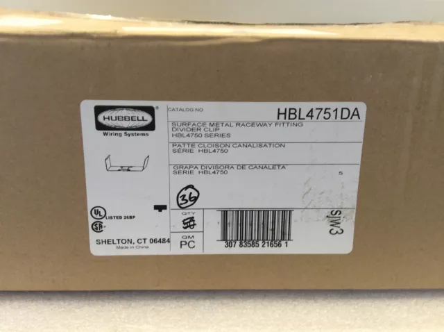 Hubbell HBL4751DA Hubbell Surface Metal Raceway Fitting Divider Clip 1 1/2" x 4