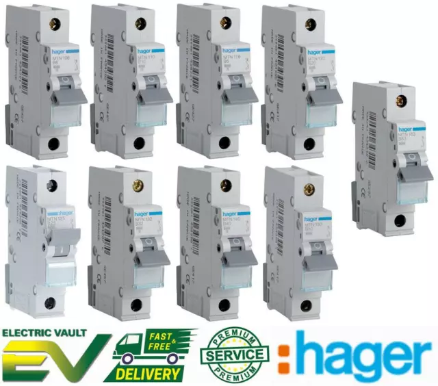 Hager MTN 6A 10A 16A 20A 25A 32A 40A 50A Amp 6kA Type B Single Pole MCB Breaker