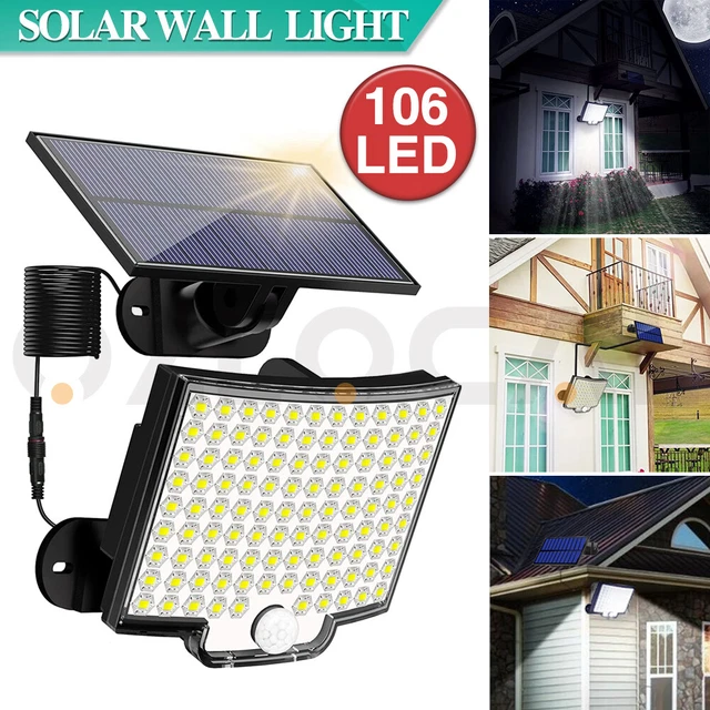 106 LED Solar Motion Sensor Light Outdoor IP65 Wall Security Garden Flood Lamp