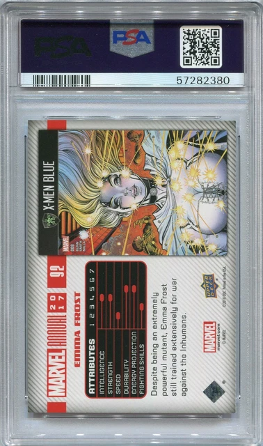 2017 UD Marvel Annual Blue Foil Insert #92 Emma Frost PSA 8 POP 1 None Higher 5