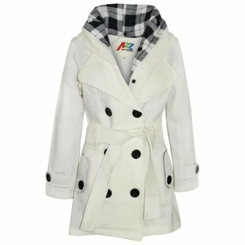 Bambine Soprabiti con Cappuccio Trincea Cappotti Risvolti Crema Parka Giacche