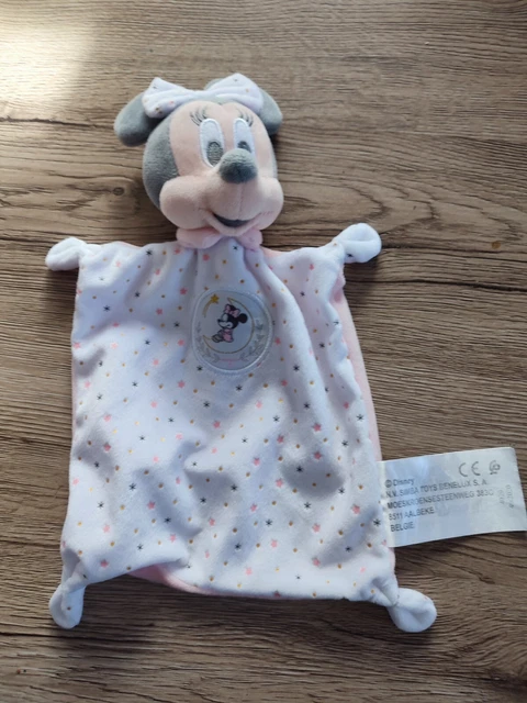 Doudou plat Minnie blanc rose etoile dorée de disney simba toys benelux lune