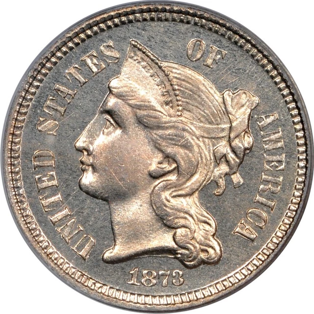 1873 3CN Closed 3 Three Cent Nickel PCGS PR64 OGH