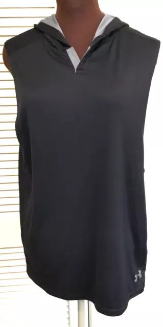 Mens UNDER ARMOUR VELOCITY Black Sleeveless Hoodie Shirt Size M