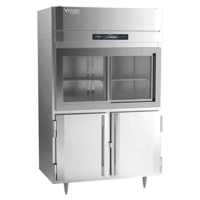 Victory DRSA-2D-S1-HD-HC 52" Two Section Reach-In Refrigerator w/ 2 Sliding G...