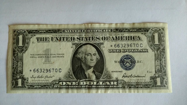 FR-1619* Series 1957 {2} Silver Certificate in CONSECUTIVE ORDER IN CIRCULATION.