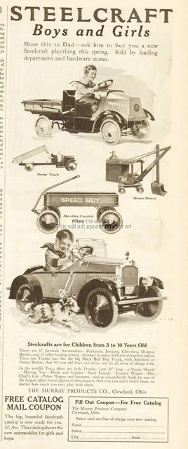 1925 Steelcraft Pedal Car Coaster Wagon Dump Truck Murray Products Cleveland Ad 1925 Steelcraft Pedal Car Coaster Wagon Dump Truck Murray Products Cleveland Ad