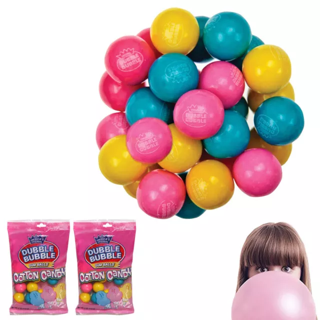 2 BAGS Original Dubble Bubble Gum Balls Cotton Candy Chewing GUM 8oz Gumballs