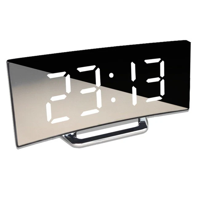 ELECTRIC ALARM CLOCK for Bedrooms Digital Clock Modern Curved Design