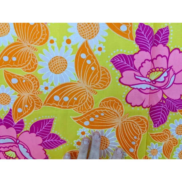 Psychedelic Retro Vintage 1970's Neon Bright Floral Fabric Hawaiian Style ~ BTY Psychedelic Retro Vintage 1970's Neon Bright Floral Fabric Hawaiian Style ~ BTY