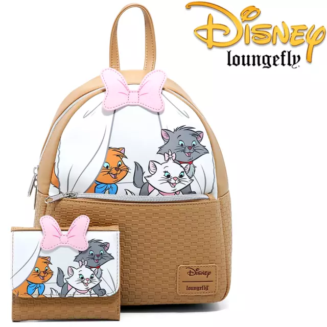🔥Loungefly Disney The Aristocats Kittens Basket Mini Backpack & Wallet NEW NWT