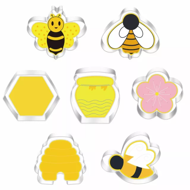 7X Stainless Bee Honey Cookies Cutter Honeycomb Cake Biscuit Pastry Baking Mold