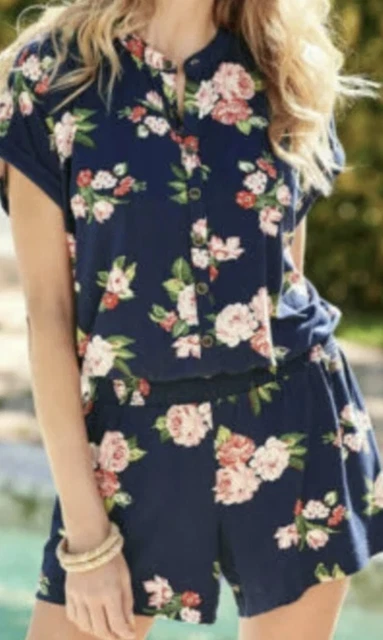 Women's Matilda Jane Floral Romper Navy Blue. Pre Owned. Size Small