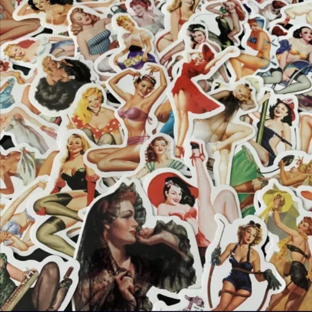 ⭐ 50x Stück Sexy Retro Pin Up Girls  Style Stickerbomb - Aufkleber 3