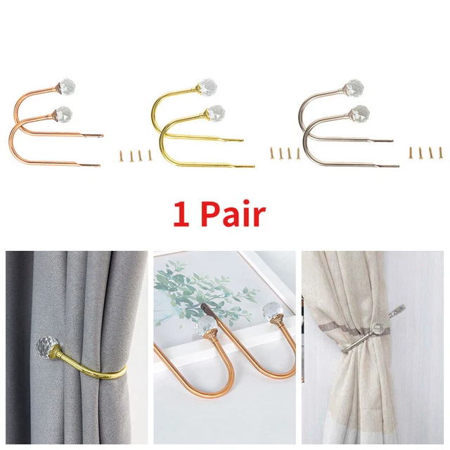 2Pcs Crystal Curtain Holdbacks Wall Tie Backs Hooks Hanger Holder Home Decor