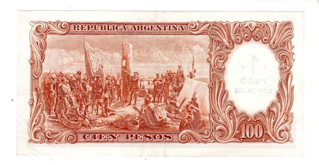 Argentine ARGENTINA Billet 100 PESOS on 1 PESO ND 1969 1971  P282 VF BON ETAT 2