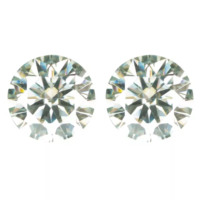 2.40ct IF 2 Pcs Pair Brilliant Round Diamond Cut 7 MM Greenish White Moissanite