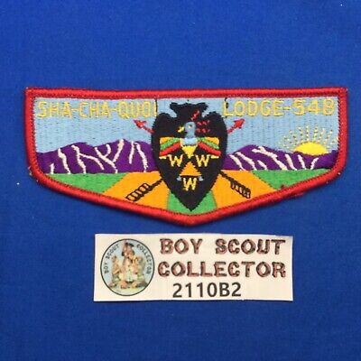 Boy Scout OA Sha-Cha-Quoi Lodge 548 S2 Order Of The Arrow Pocket Flap Patch CA