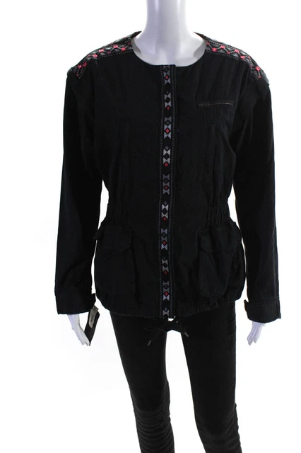 Day Birger Et Mikkelsen Womens Embroidered Elastic Waist Jacket Black Size 34