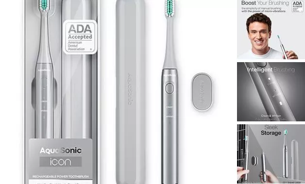 Cepillo de dientes recargable Icon aceptado por la ADA | Soporte magnético y viaje delgado