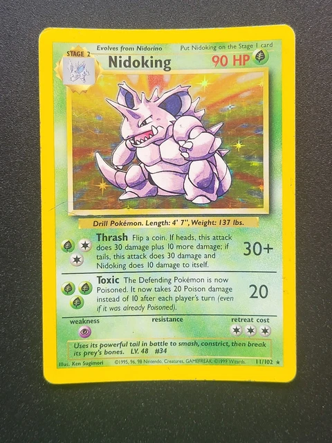 Pokemon Card - Nidoking - Base Set - Holo Rare - 11/102 - Good