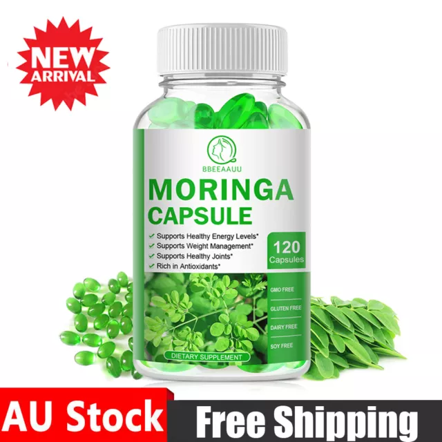 Organic Moringa Capsules Dietary Supplement Vitamins Herbal 120 Vegetarian Caps