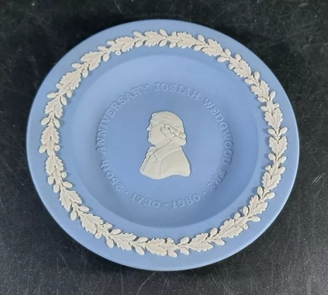 Wedgwood Blue Jasperware:'Josiah 250th Anniversary' Small Circular Trinket Dish.