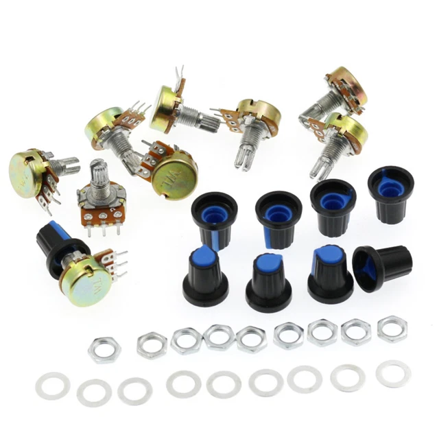 9PCS WH148 Single Potentiometer Knob Adjustable B1K/B2K/B5K/B10K/B20K/B50K
