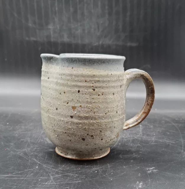 Vintage Studio Art Pottery Stoneware Mini Pitcher Creamer Speckled Glaze Gray