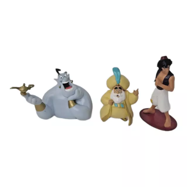 Lot of 3 Disney Aladan Figures/Cake Toppers: Aladan, Genie, & Sultan