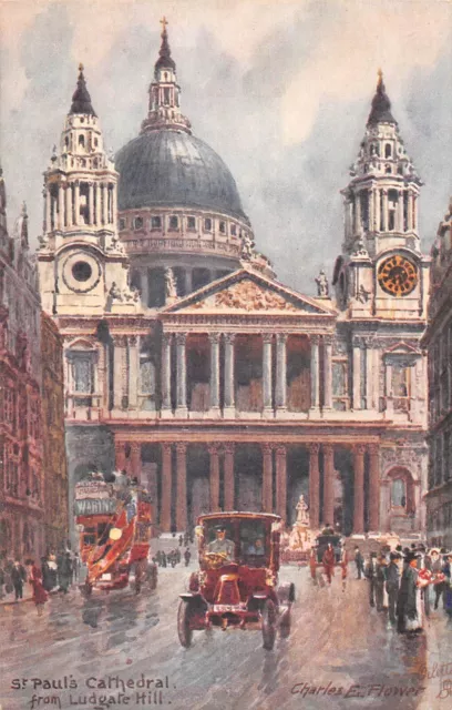 Cpa Illustrateur / Signature / Charles Flower / St Paul S Cathedral From Lugate