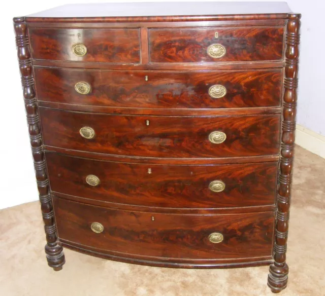 Victorian Mahogany Chest of Drawers 2 + 4  Scottish Bow Front 121 x 112 x 53 cm