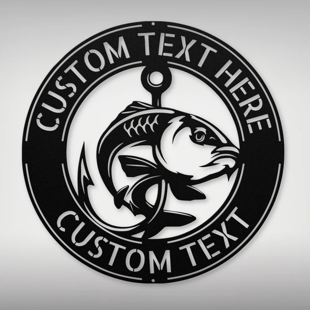 Personalized Fish Metal Wall Art Custom Fishing Sign For Home Decor Fisher Gifts