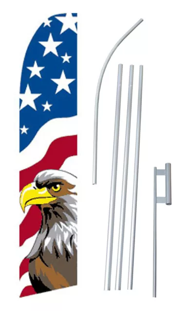 Complete 15' USA Eagle Kit Swooper Feather Flutter Banner Sign Flag