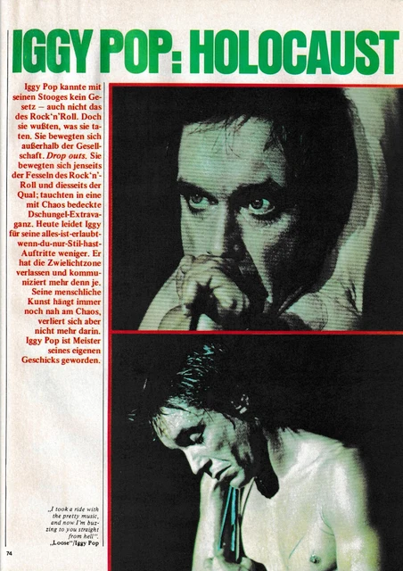 IGGY POP - Clipping/Bericht aus dem Jahr 1980 - Musikzeitschrift EUR 1 ...