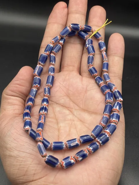 Vintage chevron Trade beads African Glass Chevron Beads Long Strand