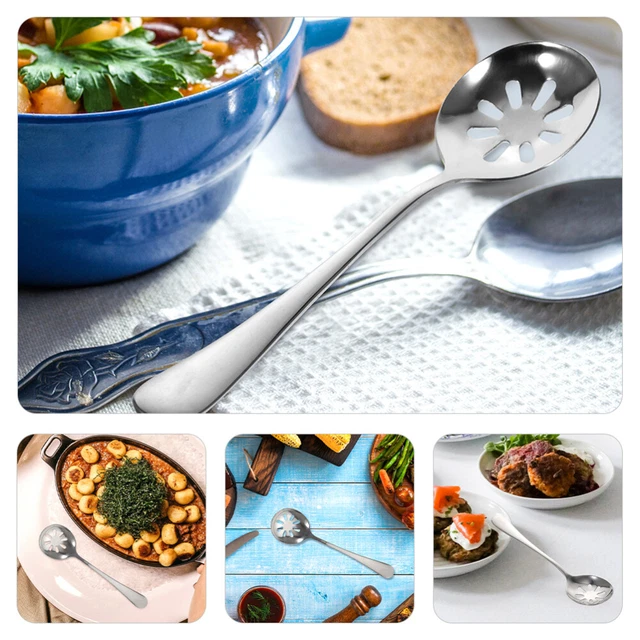 STAINLESS STEEL COLANDER Serving Utensils Cooking Spoons Basting £6.48