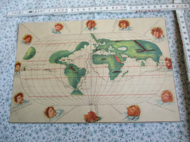 Alte Weltkarte ca. 1560 Nachdruck um 1890