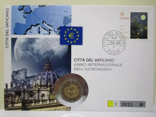 Numisbrief mit 2 € Münze - Vatikan 2009 - Astronomia - VZ MW8676