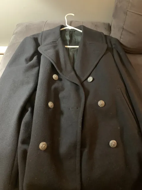 VINTAGE US NAVY Issue Enlisted Overcoat Pea Coat Men's Size 38L Black ...