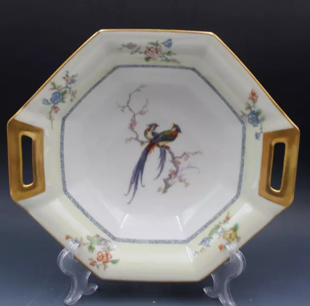 Limoges Theodore Haviland Birds Of Paradise Round Handled Serving Dish