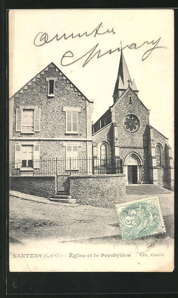 CPA Santeny, Eglise et le Presbytere
