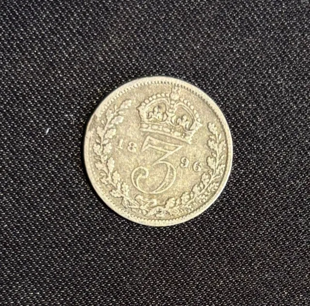 1896 UK Silver 3 Pence Average Circulated Condition & Highly Collectible!
