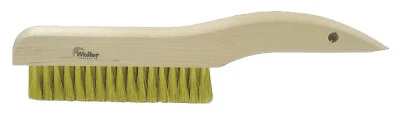 Plater's Brushes, 13 In, 3 X 19 Rows, Brass Wire, Curved Wood Handle Weiler