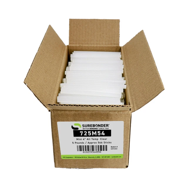 Surebonder Mini Size 4" Clear Hot Glue Sticks - 5 lb Box