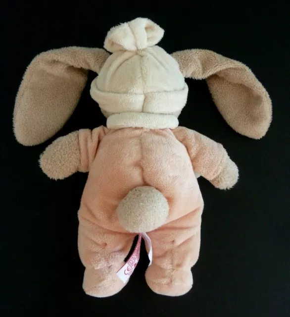 *. DOUDOU PELUCHE ORCHESTRA LAPIN ORANGE BEIGE BONNET ECHARPE ECRU 22c ETAT NEUF 2