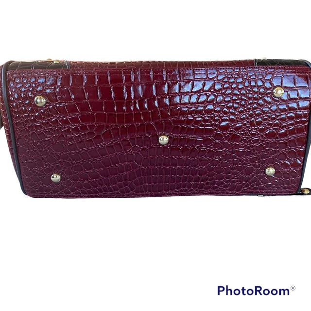 Samantha Brown Croco Burgundy Dowel Bag Large 17×13  NEW with tags! 3
