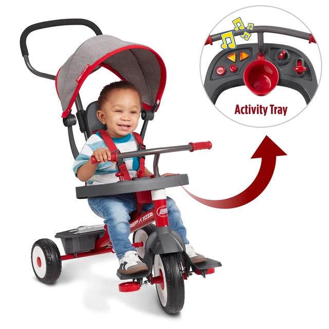 Radio Flyer 4-in-1 Stroll 'n Trike with Activity Tray Red & Gray for 1 To 5Y